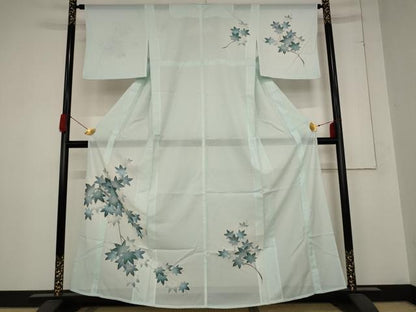 平和屋着物＊夏物 訪問着 絽 楓文 銀彩 洗える着物 AABB8649st