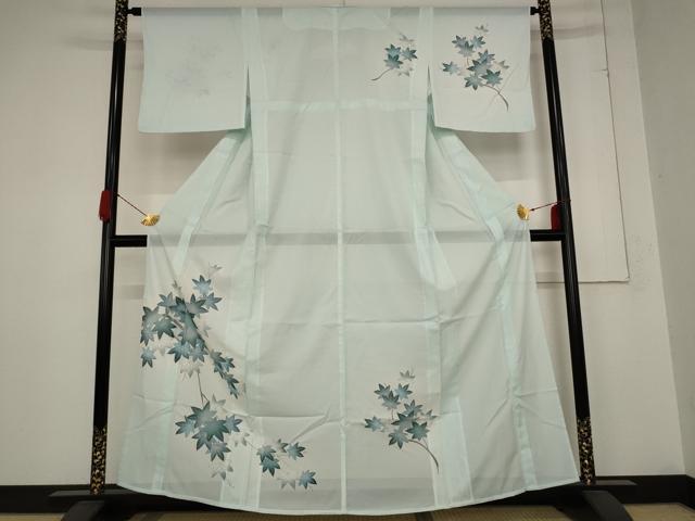 平和屋着物＊夏物 訪問着 絽 楓文 銀彩 洗える着物 AABB8649st
