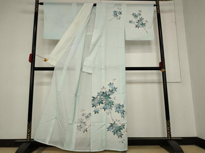 平和屋着物＊夏物 訪問着 絽 楓文 銀彩 洗える着物 AABB8649st