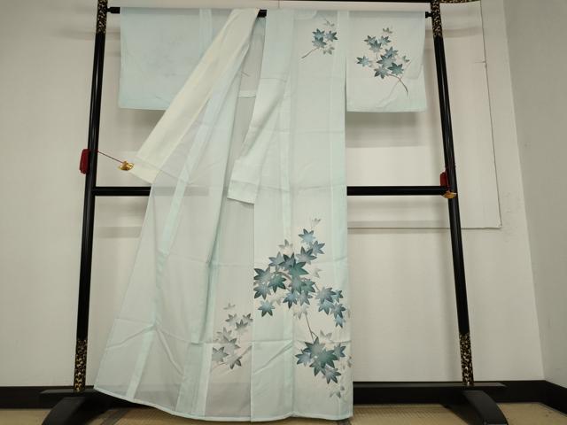 平和屋着物＊夏物 訪問着 絽 楓文 銀彩 洗える着物 AABB8649st