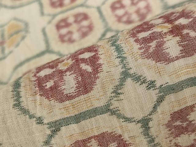 平和屋着物＊夏物 本場小千谷ちぢみ 亀甲花文 麻 逸品 AABB8650st