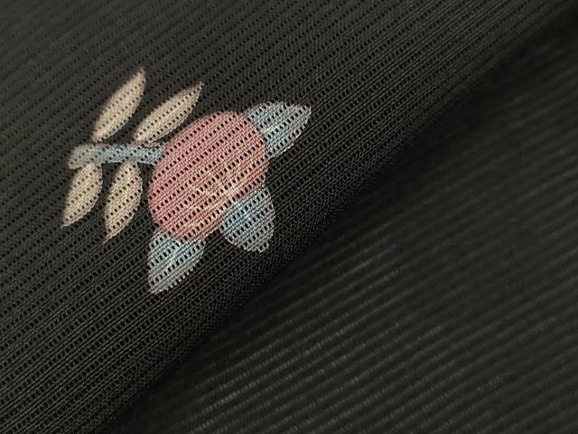 平和屋着物＊夏物 小紋 絽 地紙花文 黒地 正絹 逸品 AABB8651st