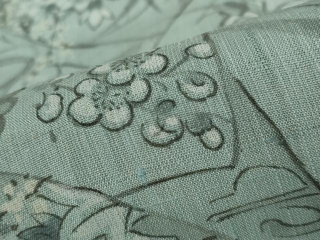 平和屋着物＊夏物 紗紬 地紙草花文 正絹 逸品 AABB8653st