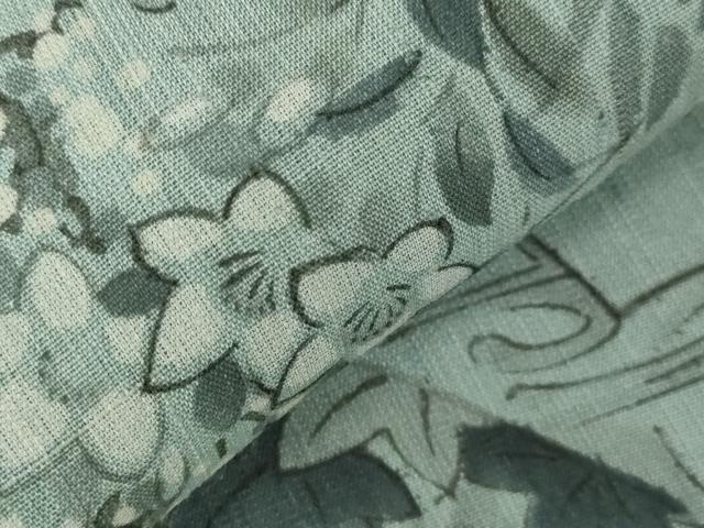 平和屋着物＊夏物 紗紬 地紙草花文 正絹 逸品 AABB8653st