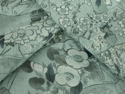 平和屋着物＊夏物 紗紬 地紙草花文 正絹 逸品 AABB8653st