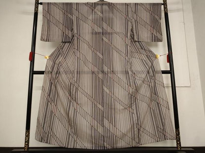 平和屋着物＊夏物 小紋 絽 幾何学文様 洗える着物 AABB8656st