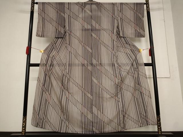 平和屋着物＊夏物 小紋 絽 幾何学文様 洗える着物 AABB8656st