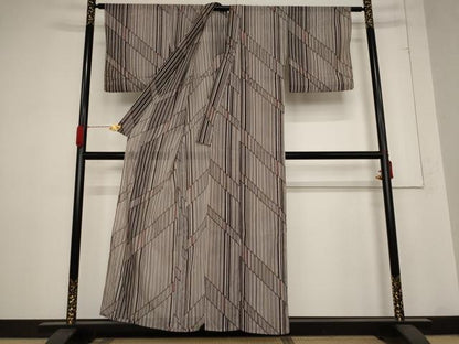 平和屋着物＊夏物 小紋 絽 幾何学文様 洗える着物 AABB8656st