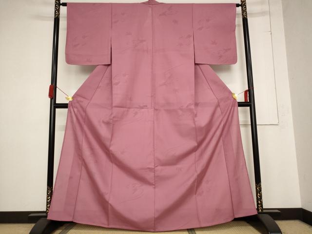 平和屋着物＊夏物 色無地 絽 楓紋紗 今様色 洗える着物 未使用 AABB8658st
