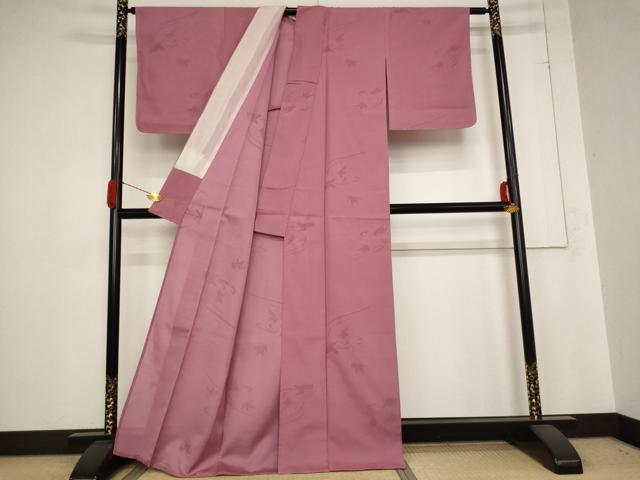 平和屋着物＊夏物 色無地 絽 楓紋紗 今様色 洗える着物 未使用 AABB8658st
