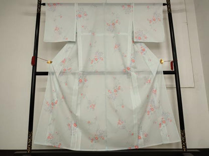 平和屋着物＊夏物 小紋 絽 草花文 洗える着物 AABB8661st