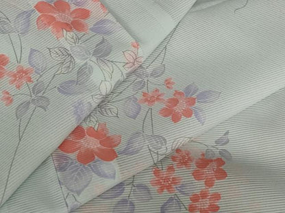 平和屋着物＊夏物 小紋 絽 草花文 洗える着物 AABB8661st