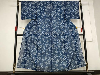 平和屋着物＊夏物 小紋 絽 笹竹飛鳥文 洗える着物 AABB8662st