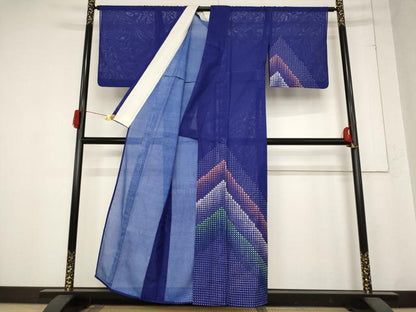 平和屋着物＊夏物 訪問着 絽 幾何学文様 洗える着物 AABB8665st