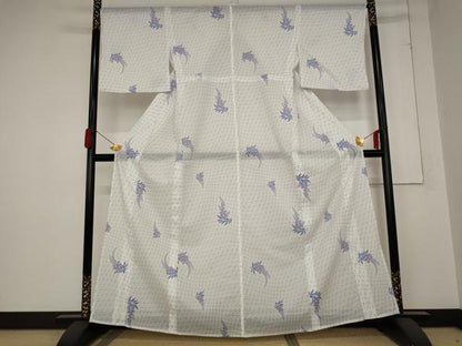 平和屋着物＊夏物 小紋 絽 草花文 洗える着物 AABB8667st
