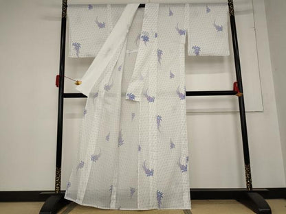 平和屋着物＊夏物 小紋 絽 草花文 洗える着物 AABB8667st
