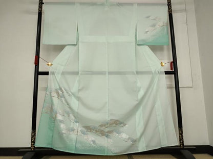 平和屋着物＊夏物 訪問着 絽 松葉 暈し染め 銀彩 洗える着物 AABB8668st