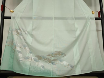 平和屋着物＊夏物 訪問着 絽 松葉 暈し染め 銀彩 洗える着物 AABB8668st