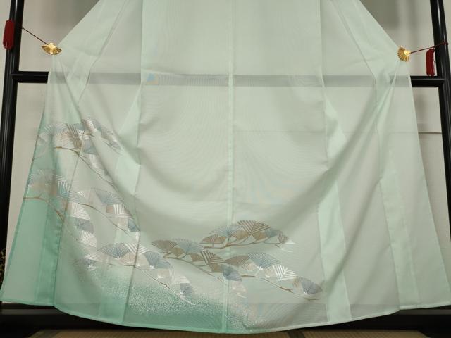 平和屋着物＊夏物 訪問着 絽 松葉 暈し染め 銀彩 洗える着物 AABB8668st