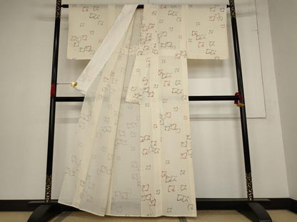 平和屋着物＊夏物 小紋 絽 千鳥文 洗える着物 AABB8679st