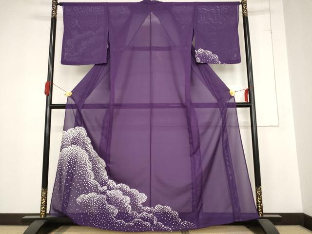 平和屋着物＊夏物 訪問着 絽 雲重ね文 洗える着物 AABB8680st