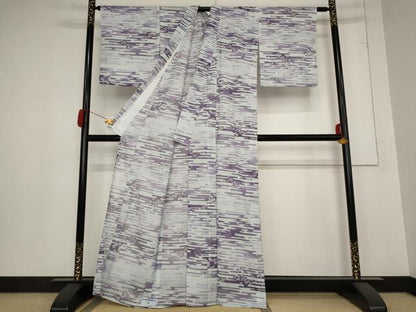 平和屋着物＊夏物 小紋 絽 エ霞草花文 洗える着物 AABB8681st
