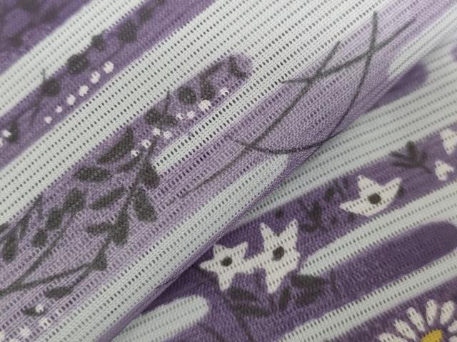 平和屋着物＊夏物 小紋 絽 エ霞草花文 洗える着物 AABB8681st