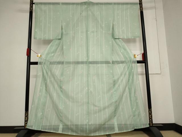 平和屋着物＊夏物 小紋 絽 舞花文 洗える着物 AABB8684st