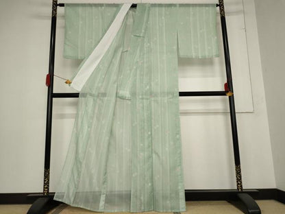 平和屋着物＊夏物 小紋 絽 舞花文 洗える着物 AABB8684st