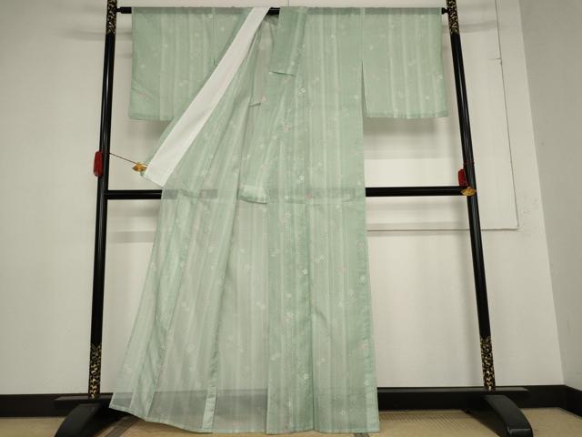 平和屋着物＊夏物 小紋 絽 舞花文 洗える着物 AABB8684st