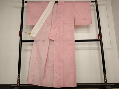 平和屋着物＊夏物 小紋 絽 枝花文 洗える着物 未使用 AABB8686st