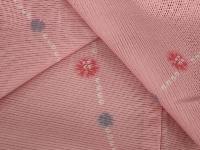 平和屋着物＊夏物 小紋 絽 枝花文 洗える着物 未使用 AABB8686st
