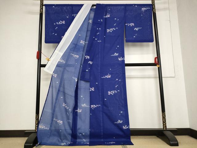 平和屋着物＊夏物 小紋 舞葉文 ロング丈 洗える着物 AABB8687st