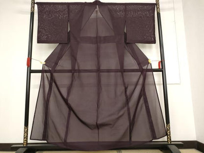平和屋着物＊夏物 色無地 絽 黒鳶色 洗える着物 AABB8688st