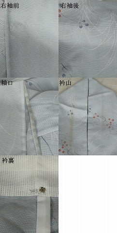 平和屋着物＊夏物 小紋 絽 流水枝葉文 洗える着物 AABB8690st