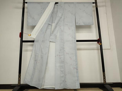 平和屋着物＊夏物 小紋 絽 流水枝葉文 洗える着物 AABB8690st