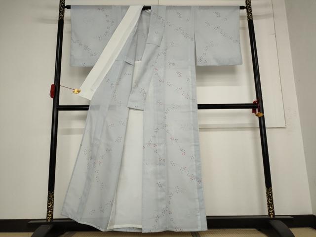 平和屋着物＊夏物 小紋 絽 流水枝葉文 洗える着物 AABB8690st