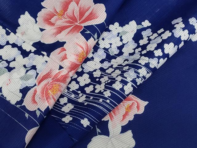 平和屋着物＊夏物 小紋 絽 舞花文 洗える着物 AABB8691st
