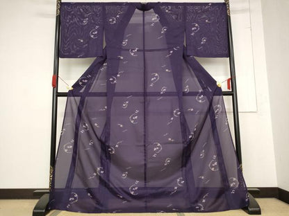 平和屋着物＊夏物 小紋 絽 吹き寄せ花文 ロング丈 洗える着物 AABB8692st