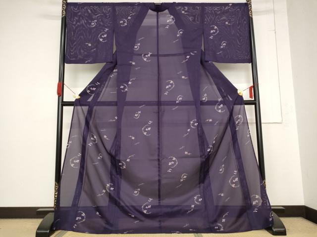 平和屋着物＊夏物 小紋 絽 吹き寄せ花文 ロング丈 洗える着物 AABB8692st
