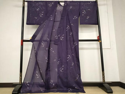 平和屋着物＊夏物 小紋 絽 吹き寄せ花文 ロング丈 洗える着物 AABB8692st