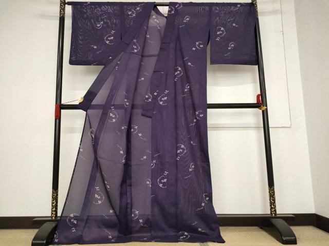 平和屋着物＊夏物 小紋 絽 吹き寄せ花文 ロング丈 洗える着物 AABB8692st