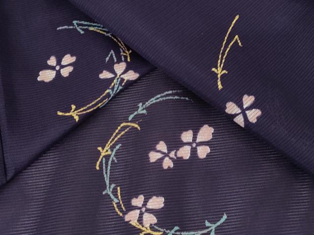 平和屋着物＊夏物 小紋 絽 吹き寄せ花文 ロング丈 洗える着物 AABB8692st
