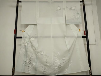 平和屋着物＊夏物 訪問着 絽 流水草花文 銀彩 やまと誂製 正絹 逸品 AABB8693st