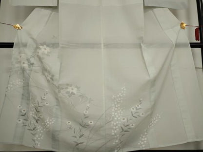 平和屋着物＊夏物 訪問着 絽 流水草花文 銀彩 やまと誂製 正絹 逸品 AABB8693st