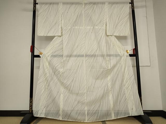 平和屋着物＊夏物 小紋 絽 枝葉文 洗える着物 AABB8694st