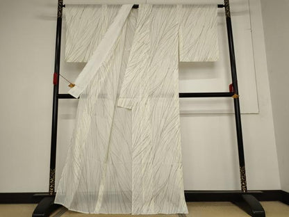 平和屋着物＊夏物 小紋 絽 枝葉文 洗える着物 AABB8694st