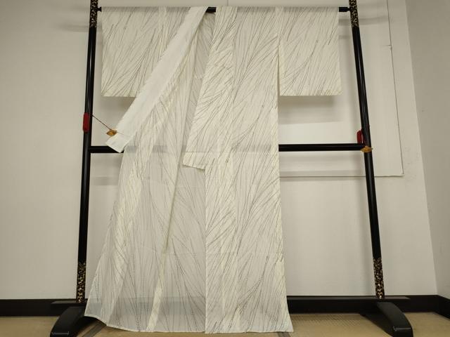平和屋着物＊夏物 小紋 絽 枝葉文 洗える着物 AABB8694st