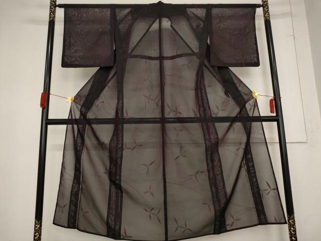 平和屋着物＊夏物 小紋 紗 草花文 正絹 逸品 AABB8697st