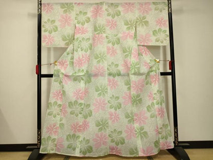 平和屋着物＊夏物 小紋 紗 舞花文 AABB8762sx